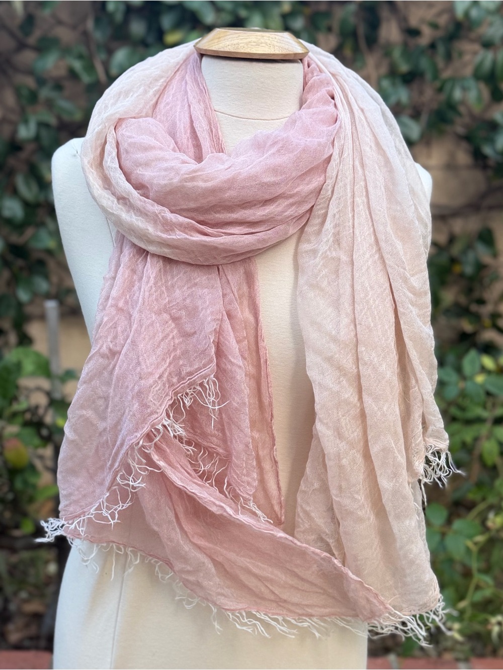 Muji Pink and Cream Gradient Lightweight Scarf